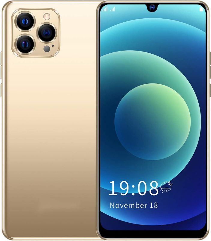 Photo 1 of i12 Pro MAX Unlocked Smartphone, 6.26in HD Screen Mobile Phone, 1+8G Dual Sim Cell Phone for Android 8.1 Gold(US)
