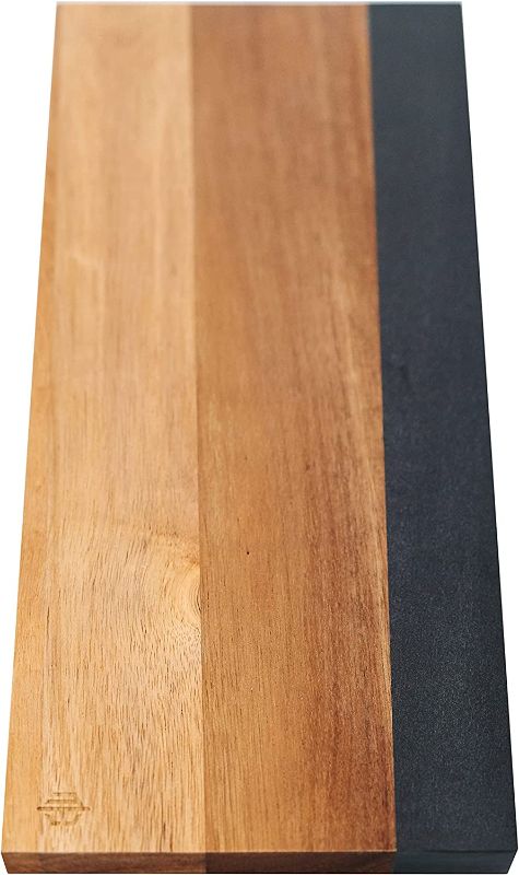 Photo 1 of Acacia Wood and Slate Modern Cheeseboard (Acacia Wood and Black Slate) Charcuterie Platter for Wine, Cheese, Meat
