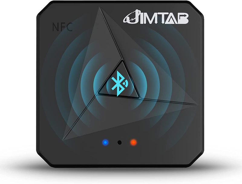 Photo 1 of JIMTAB Bluetooth 5.0 Transmitter/Receiver Portable HiFi Wireless Audio AUX Adapter Built-in NFC for Projector/Car TV/Speaker/Phone/Bluetooth Headphone (Space Black)
