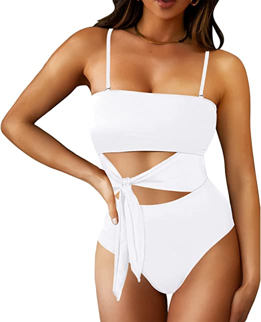 Photo 2 of HAPCOPE Women's Wrap Cut Out One Piece Swimsuit High Waisted Monokini Bathing Suit
