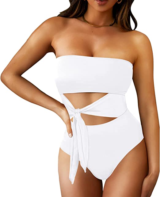 Photo 1 of HAPCOPE Women's Wrap Cut Out One Piece Swimsuit High Waisted Monokini Bathing Suit
