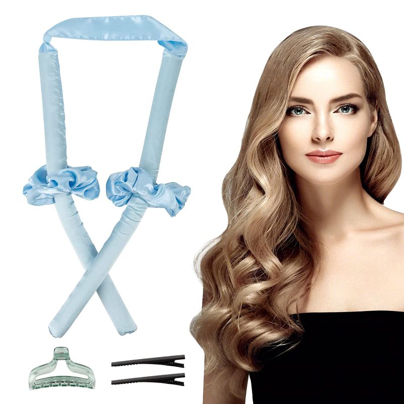 Photo 1 of Heatless Hair Curler Curling Rod Headband, No Heat Silk Curls Headband Overnight Curler w/ Hair Clips Scrunchie Hair Rollers Heatless Foam Silk Curling Ribbon Kit for Long Hair - Blue
2 PACK 