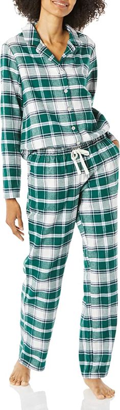 Photo 1 of Amazon Essentials Women's Flannel Long-Sleeve Button Front Shirt and Pant Pajama Set
SIZE S 