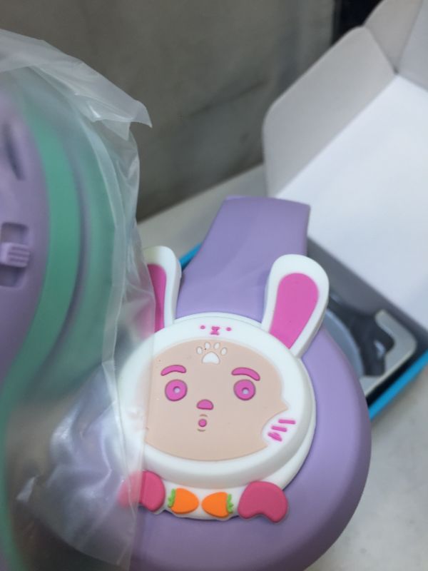 Photo 5 of Riwbox RB-7S Rabbit Kids Headphones Wireless, LED Light Up Bluetooth Over Ear Headset Volume Limited Safe 75dB/85dB/95dB with Mic and TF-Card, Children Headphones for Girls Boys (Purple&Green)
