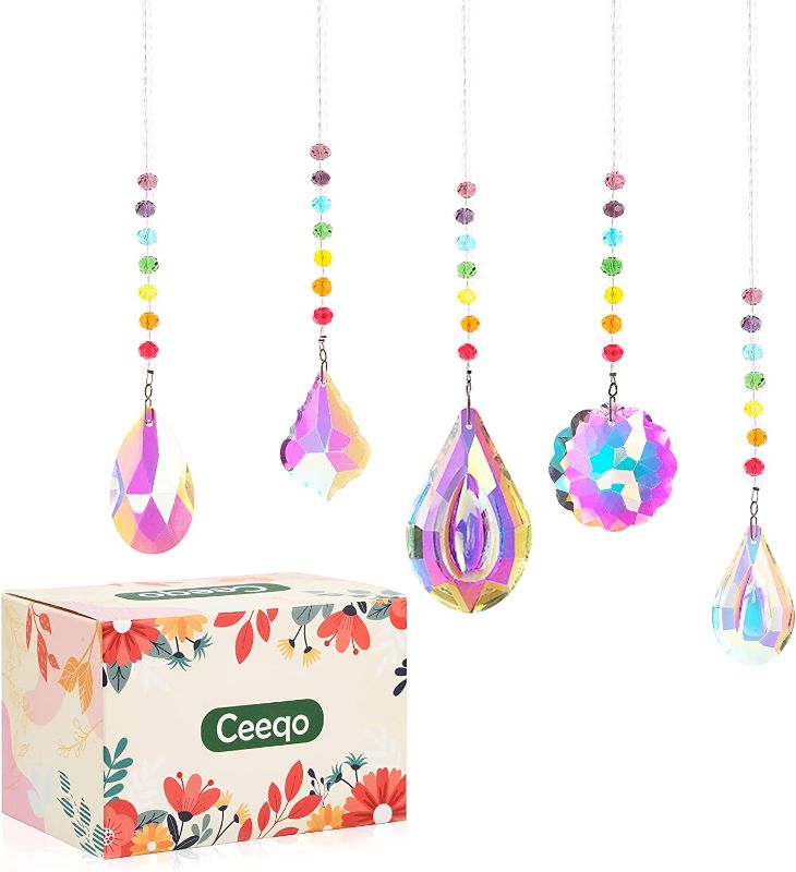 Photo 1 of 5Pcs Hanging Crystals for Decoration- Suncatcher Crystal Hanging crystals for windows, Chandelier Pendant, Window Crystals
