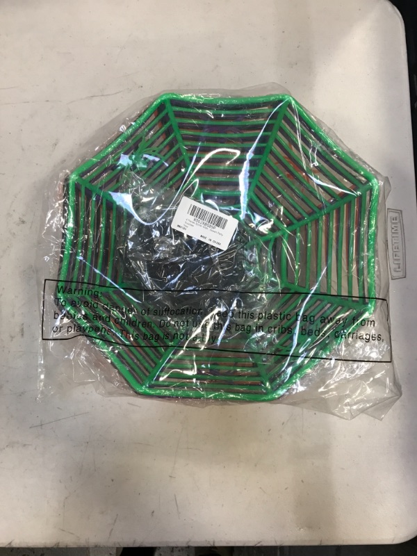 Photo 2 of 4 Pieces Spider Web Plastic Basket Halloween Candy Basket Bowl Green Purple Black Orange Spider Treat Bowls and 60 Pieces Plastic Spiders for Halloween Party Supplies
