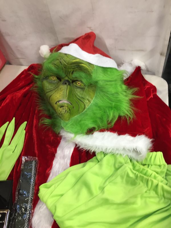 Photo 4 of Adrinfly Christmas Green Monster Deluxe Santa Costume with Mask
SIZE XL 