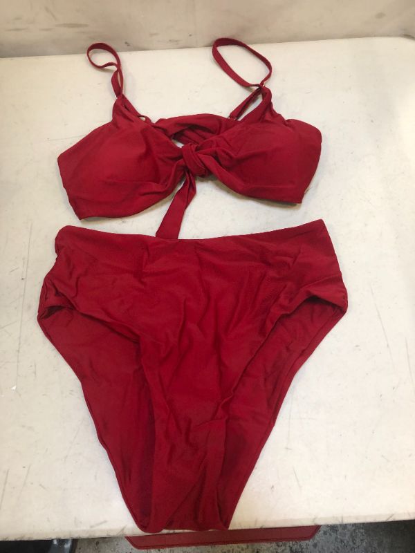Photo 1 of Blooming Jelly Womens High Waisted Bikini Set Tie Knot High Rise Two Piece Swimsuits Bathing Suits ( SIZE: SMALL ) 