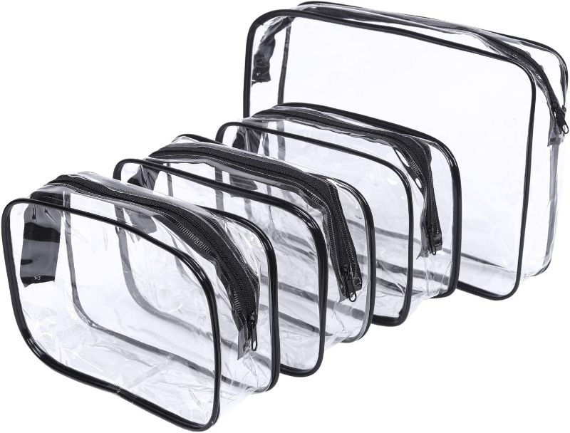 Photo 1 of 4 Packs of Clear Makeup Bags, TSA Approved Travel Bag, Cosmetic Bag, Plastic Airport Airline Handbags That Can be Carried with You ( PACK OF 2 ) 
