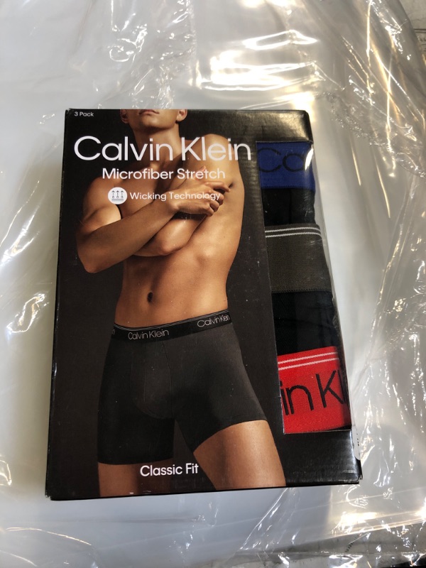 Photo 2 of Calvin Klein Men's Underwear Micro Stretch 3-Pack Boxer Brief SIZE Medium Black Bodies W/ Work Blue, Process Green, Tuscan Terra Cotta