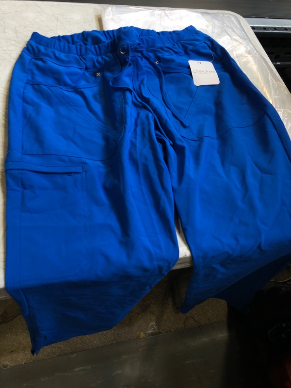 Photo 2 of Cherokee Women Scrubs Pant Workwear Revolution Mid Rise Straight Leg Drawstring WW005 SIZE Small Royal