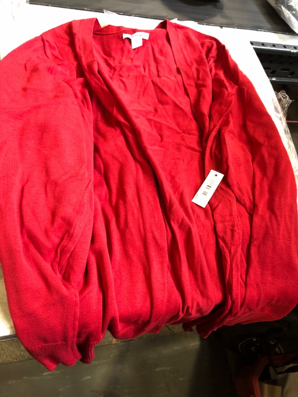 Photo 2 of Amazon Essentials Women's Lightweight Vee Cardigan Sweater SIZE 3X Red