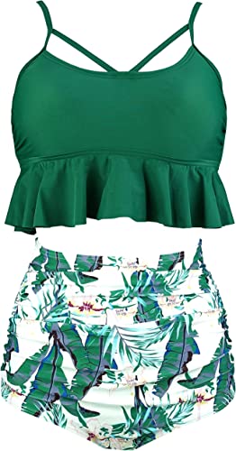 Photo 1 of COCOSHIP Women's Retro Boho Flounce Falbala High Waist Bikini Set Chic Swimsuit(FBA) SIZE 6
