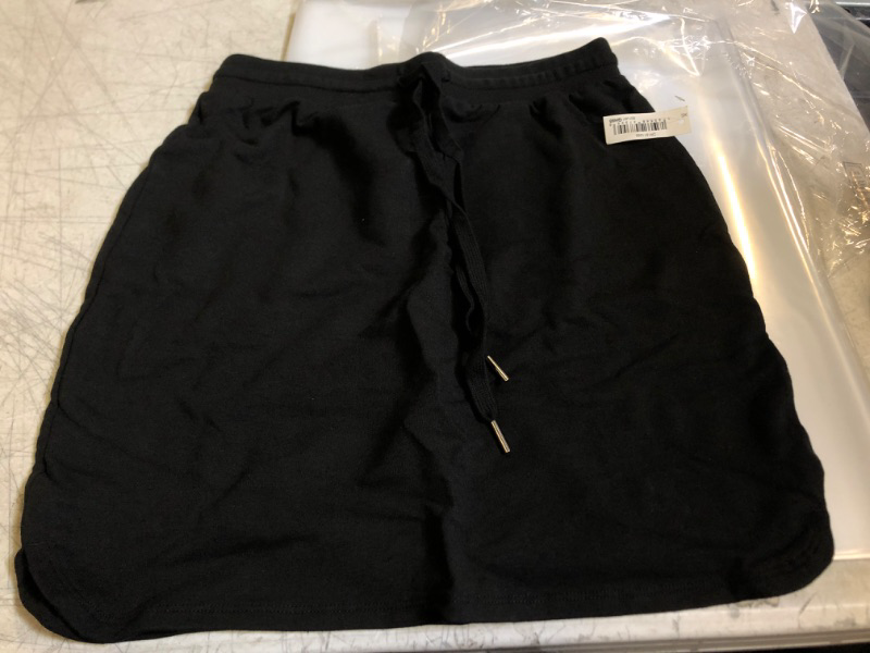 Photo 2 of Daily Ritual Women's Terry Cotton and Modal Drawstring Sweatshirt Skirt SIZE X-Small Black