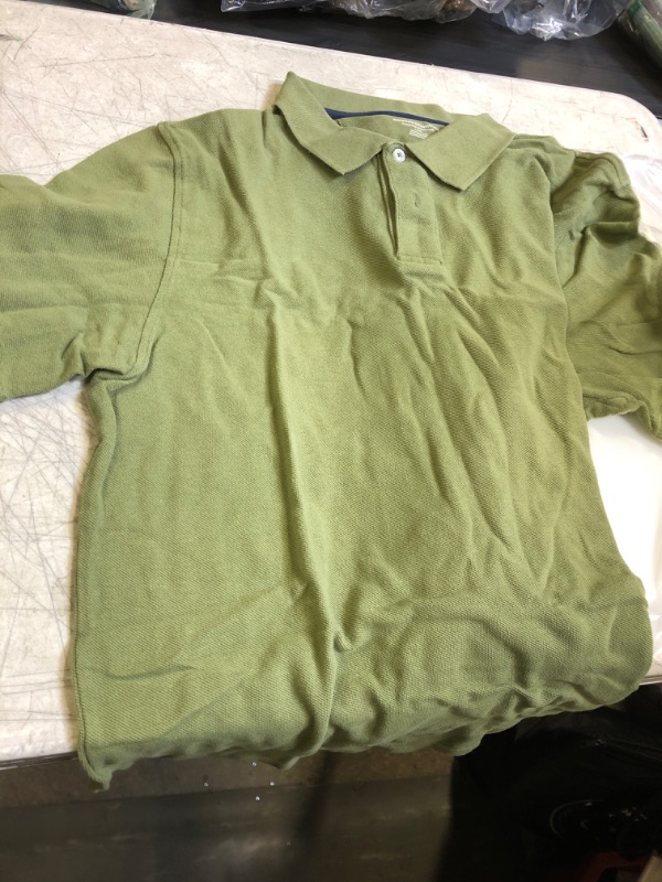 Photo 2 of Amazon Essentials Men's Regular-Fit Cotton Pique Polo Shirt (Available in Big & Tall) SIZE Large Light Olive