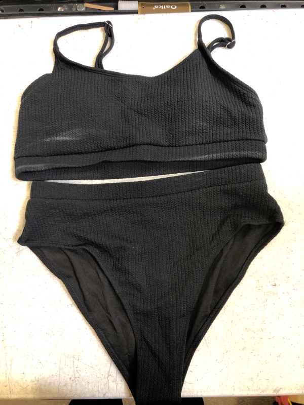 Photo 1 of 2 PIECE BLACK SWIMSUIT SIZE L 