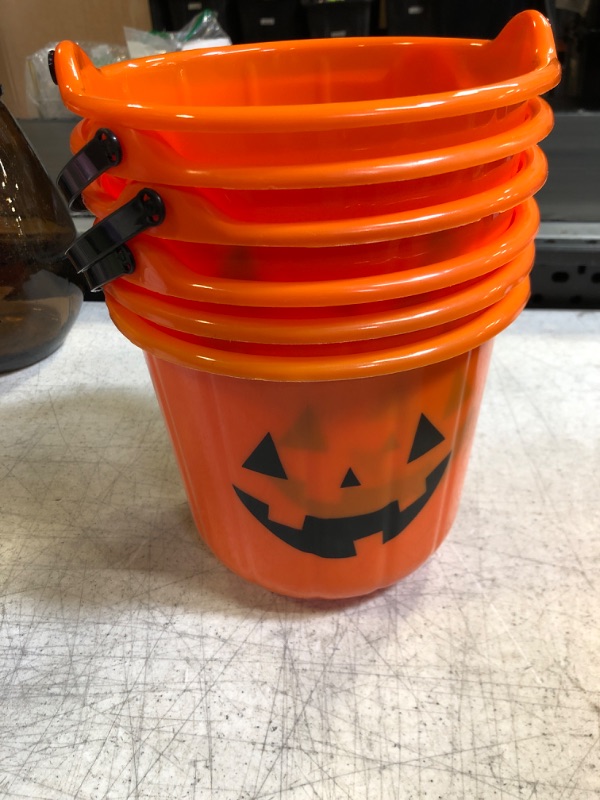 Photo 1 of 6 PACK ORANGE PUMPKIN TRICK OR TREAT HALLOWEEN  BASKET