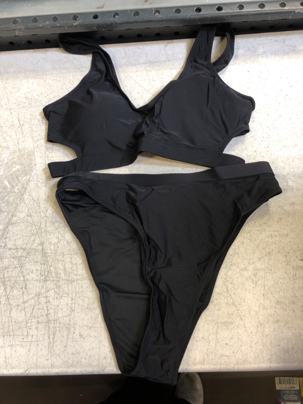 Photo 1 of 2PCS Black Bikini Set High Waisted XL