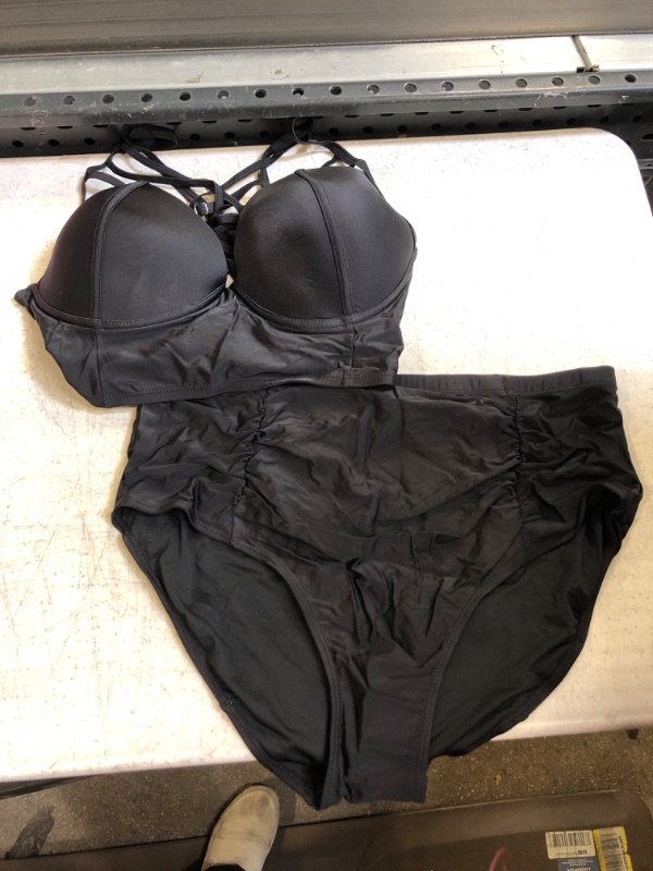 Photo 1 of 2PCS Bikini Set Black 2XL