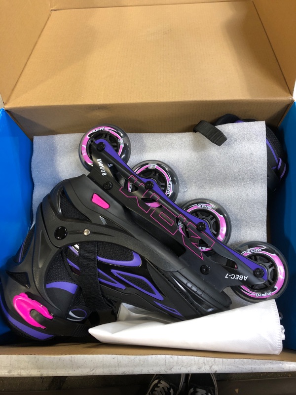 Photo 2 of 2PM SPORTS Vinal Girls Adjustable Flashing Inline Skates, All Wheels Light Up, Fun Illuminating Skates Size: X-Large - Adult (8W-12W/7M-11M)
