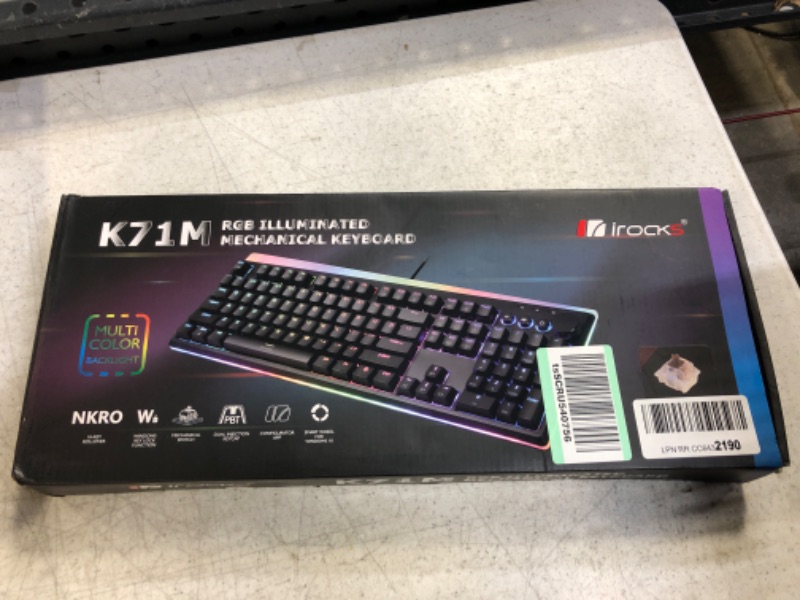 Photo 4 of i-rocks K71M RGB Mechanical Gaming Keyboard with Media Control Knob, Gateron Switches (Brown), 104 Keys w/Full NKRO, PBT Keycaps, Multimedia Hotkeys, Detachable USB-C Cable and Onboard Storage, Black
