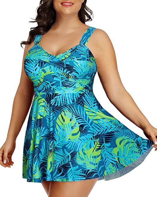 Photo 1 of Aqua Eve Plus Size Two Piece Swimsuits for Women Tankini Bathing Suits Flowy Swim Dress with Shorts 16W
