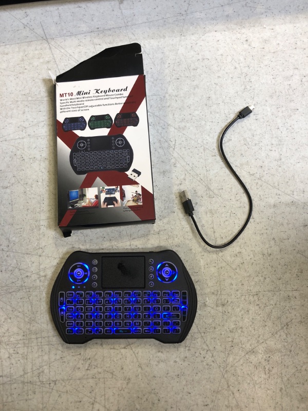 Photo 1 of Mini Keyboard, Mini Wireless Keyboard Remote Control with Touchpad Mouse Combo 7 Colors Backlit 2.4GHz USB with Rechargeable Li-ion Battery for Android TV Box, Smart TV, PC, Windows, MacOS, X-Box
