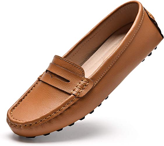 Photo 1 of BEAUSEEN Women's Penny Loafers Leather Driving Moccasins Comfort Boat Shoes 7
