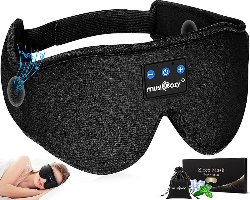 Photo 1 of MUSICOZY Sleep Headphones Bluetooth 5.2 Headband Sleeping Headphones Sleep Mask, Wireless Mask Earbuds for Side Sleepers Men Women Air Travel Cool Tech Gadgets Unique Gifts Boys Girls
