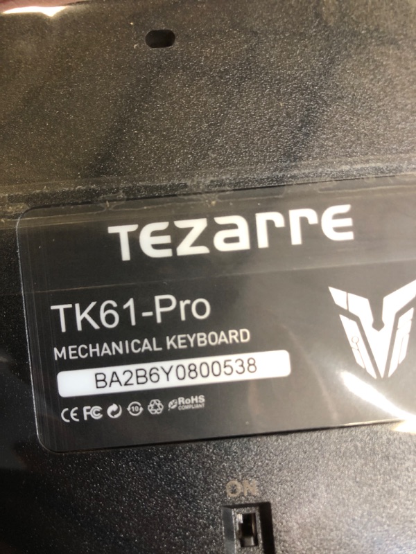 Photo 1 of Tezarre TK61Pro Bluetooth/2.4G/USB 60% Mechanical Gaming Keyboard RGB Hotswappable PBT Keycaps Wireless/Wired Keyboard for Windows PC Gamer (Gateron Optical Black)
