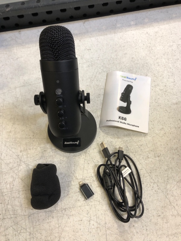 Photo 2 of ZealSound USB Microphone,Condenser Computer PC Mic,Plug&Play Gaming Microphones for PS 4&5.Headphone Output&Volume Control,Mic Gain Control,Mute Button for Vocal,YouTube Podcast on Mac&Windows(Black)
