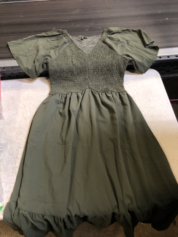 Photo 1 of Army Green V Neck Midi Dress M