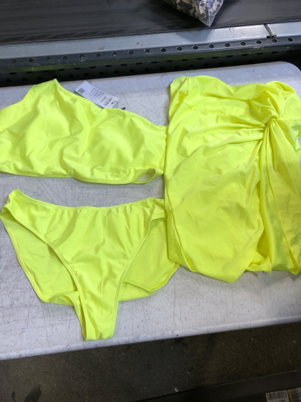 Photo 1 of 3PCS Yellow Bikini Set With Cover Up L