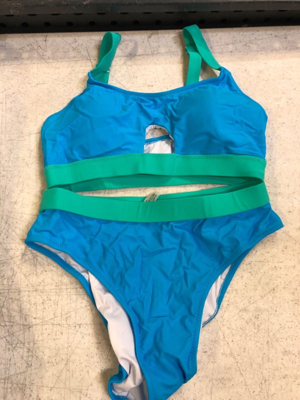 Photo 1 of 2 PIECE SWIMSUIT BLUE AND GREEN SIZE M