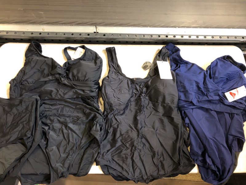 Photo 1 of BAG LOT... WOMENS SWIMSUITS. PLUS SIZES  (BLUE 18W, BLACK MIDDLE XXL, BLACK 18)