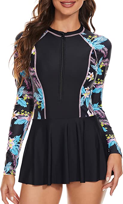 Photo 1 of American Trends Womens Rash Guards Long Sleeve Swimsuits One Piece Bathing Suit with Zipper Surfing Summer Swim Dress
SIZE 12/14 (XL)