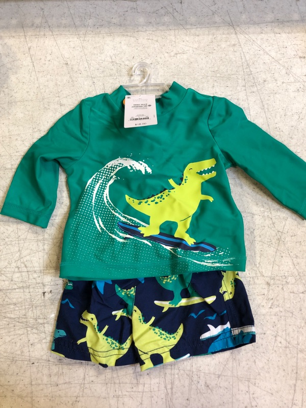 Photo 2 of Baby Boys' Dino Print Rash Guard Set - Just One You® Made by Carter's Light Teal Green  - SIZE : 3MOS
