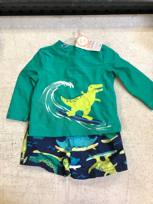 Photo 2 of Baby Boys' Dino Print Rash Guard Set - Just One You® Made by Carter's Light Teal Green  - SIZE : 9MOS
