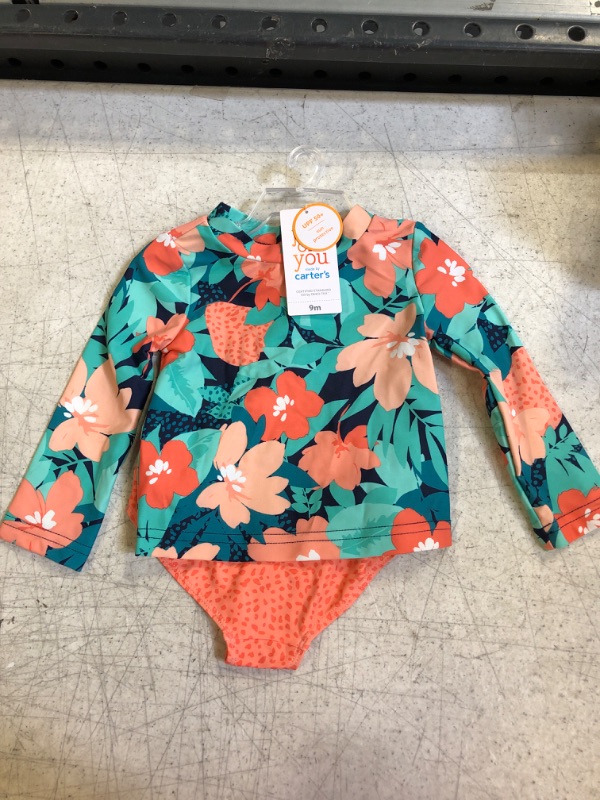 Photo 2 of Baby Girls' Floral Print Rash Guard Set - Just One You® Made by Carter's Coral Pink - SIZE : 9MOS
