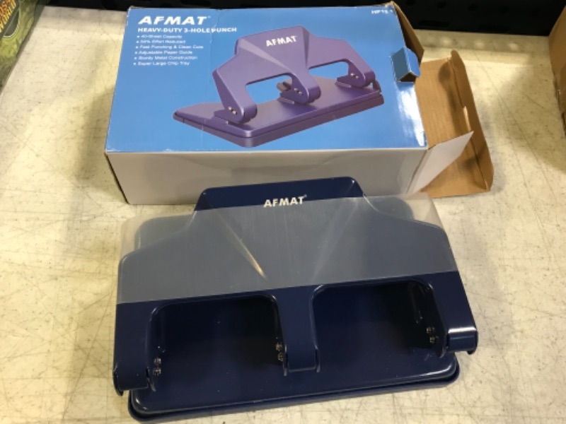 Photo 1 of AFMAT HEAVY-DUTY 3 HOLE PUNCHER / BLUE 