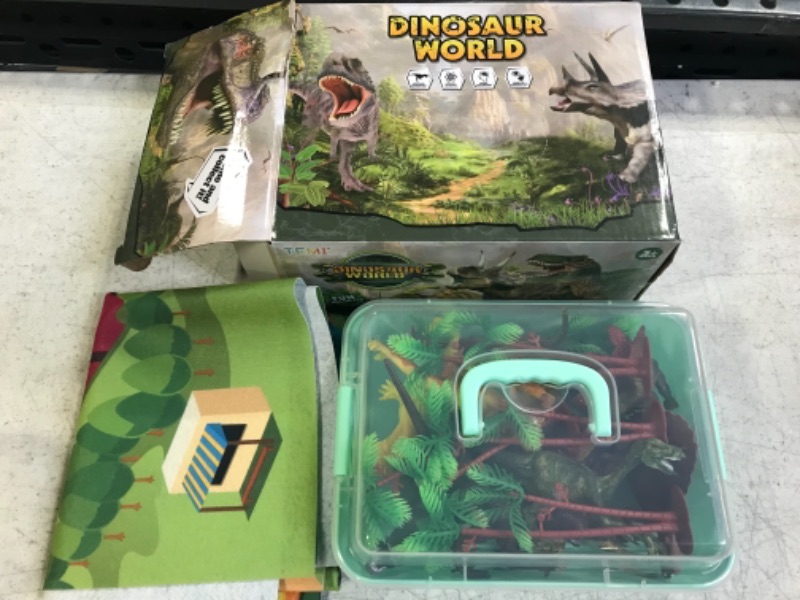 Photo 1 of TEMI Dinosaur Toys for Kids 3-5 with Activity Play Mat & Trees, Realistic Jurassic Dinosaur Play Set 