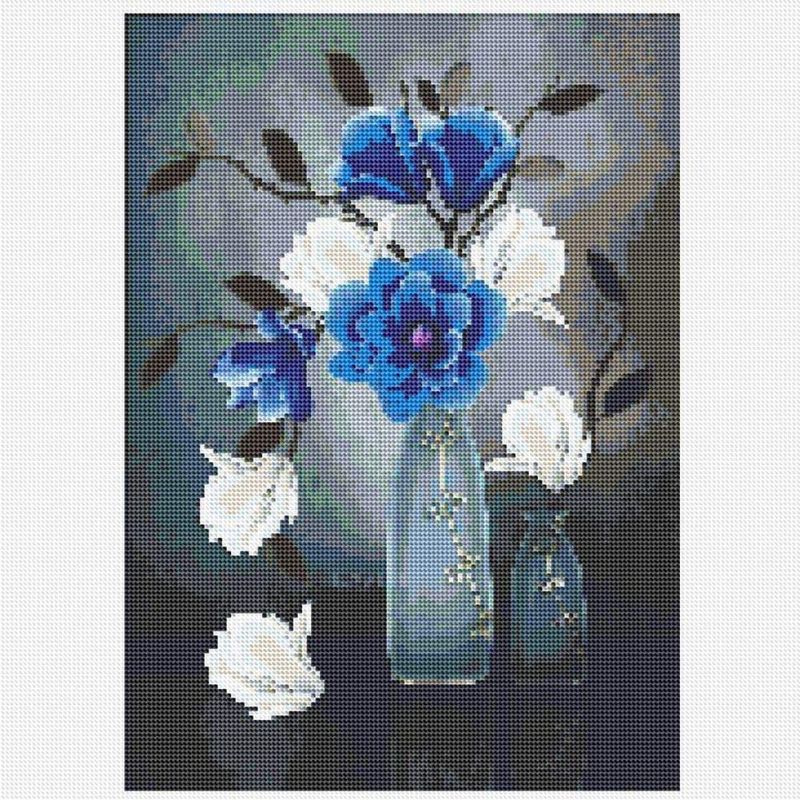 Photo 1 of DIY Diamond Painting Kits for Adults, Kids,Home Decor Room Office Presents for Him Her Blue Vase and Flower 15.7x22in 1 Pack by Fairtie¡­
