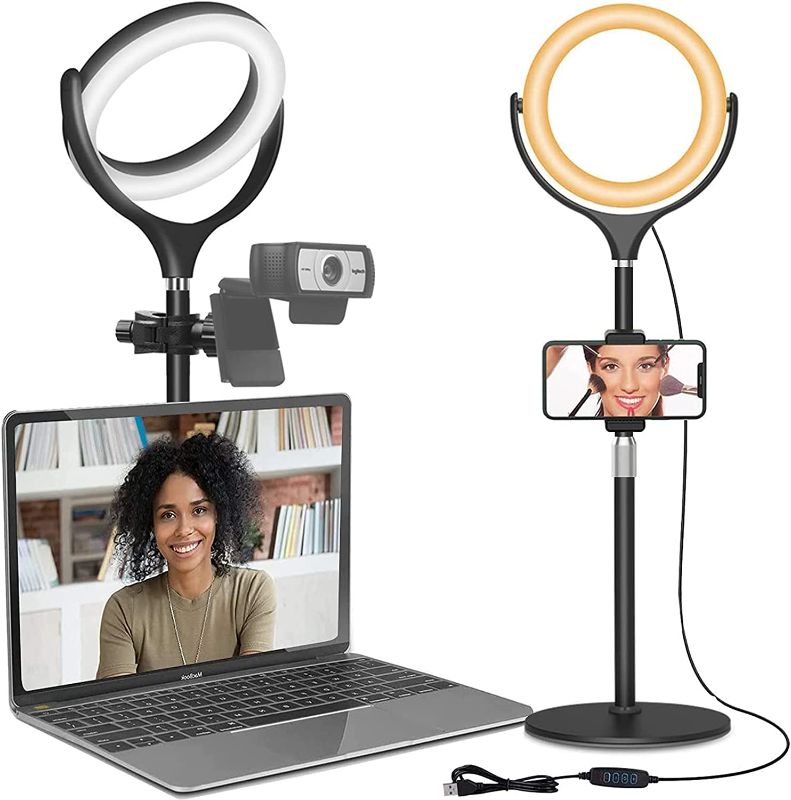 Photo 1 of Computer Ring Light for Video Conference Lighting, Desktop Ring Lights with Stand for Laptop Zoom Light/Online Virtual Meeting/Video Call, Selfie Light for Phone Video Recording, Makeup, Live Stream
