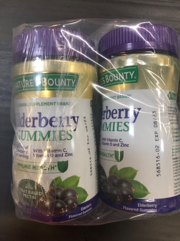 Photo 2 of 2 Pack-Nature’s Bounty Elderberry Gummies, Immune Support, Contains Vitamin A, C, D, E and Zinc, 40 Gummies
