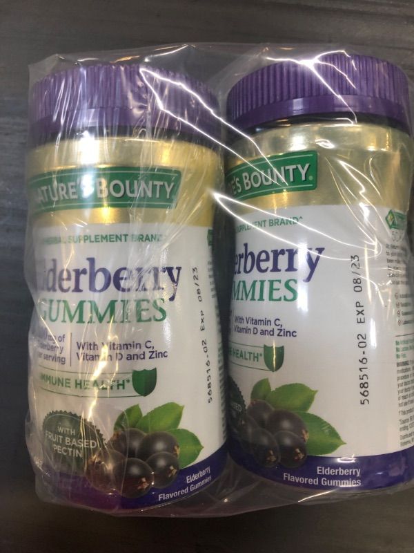 Photo 2 of 2 pack-Nature’s Bounty Elderberry Gummies, Immune Support, Contains Vitamin A, C, D, E and Zinc, 40 Gummies
