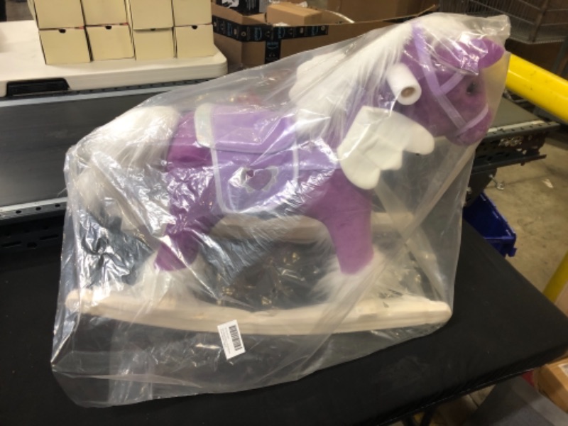 Photo 2 of Animal Adventure | Real Wood Ride-On Plush Rocker | Purple Fantasy Pegasus | Perfect for Ages 3+
size - 28 x 12 x 22 inches
