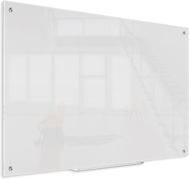Photo 1 of AMUSIGHT Glass Dry Erase Board, 24" x 18" non Magnetic Frameless Wall Mounted Glass Board, normal white 
