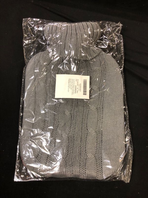Photo 1 of All one tech Transparent Classic Rubber Hot Water Bottle with Knit Cover - Blue
