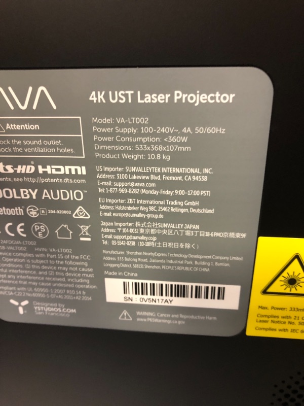 Photo 6 of VAVA - 4K UHD Smart Ultra Short Throw Laser TV Home Theater Projector - Black
