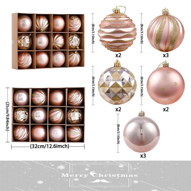 Photo 1 of 12Pcs/Set Boxed Christmas Tree Ornaments Ball Xmas Hanging Tree Pendants Home Party Decoration 2022 New Year Gift Navidad

